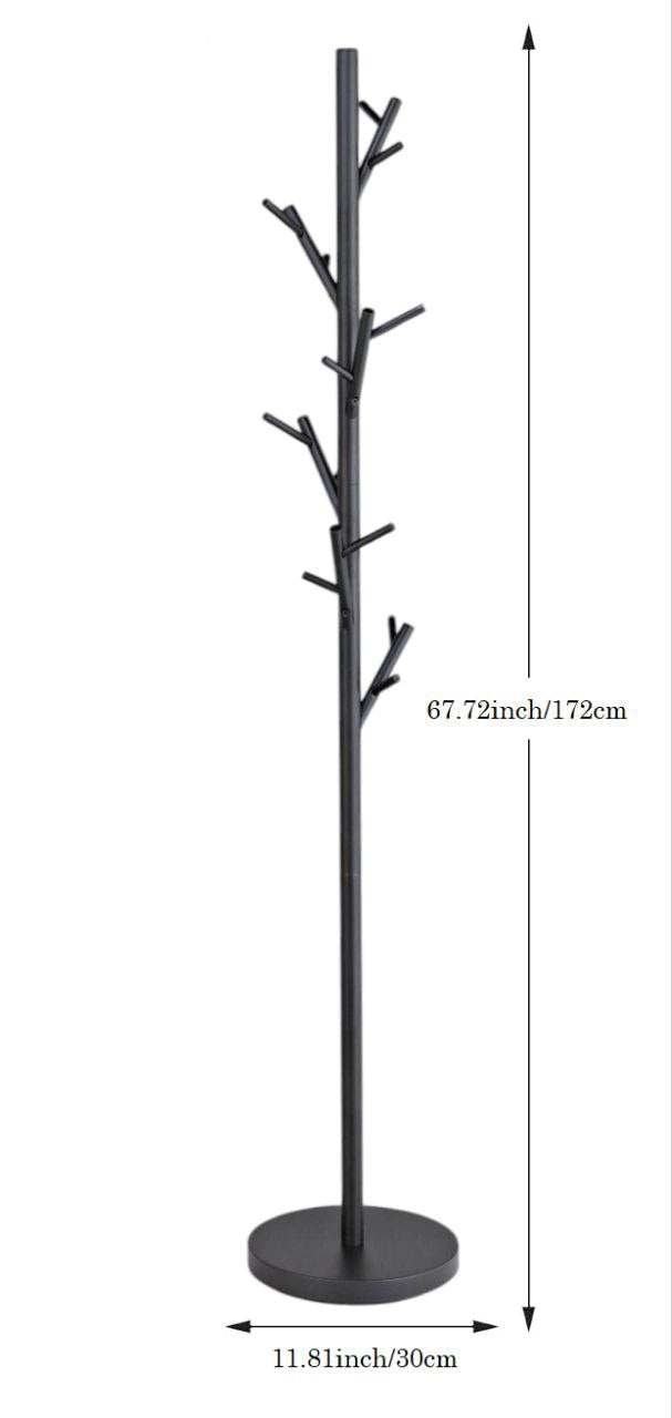Freestanding Coat Rack - Black Metal, 12 Hooks. HAOG Home and Office Goods - HAOG