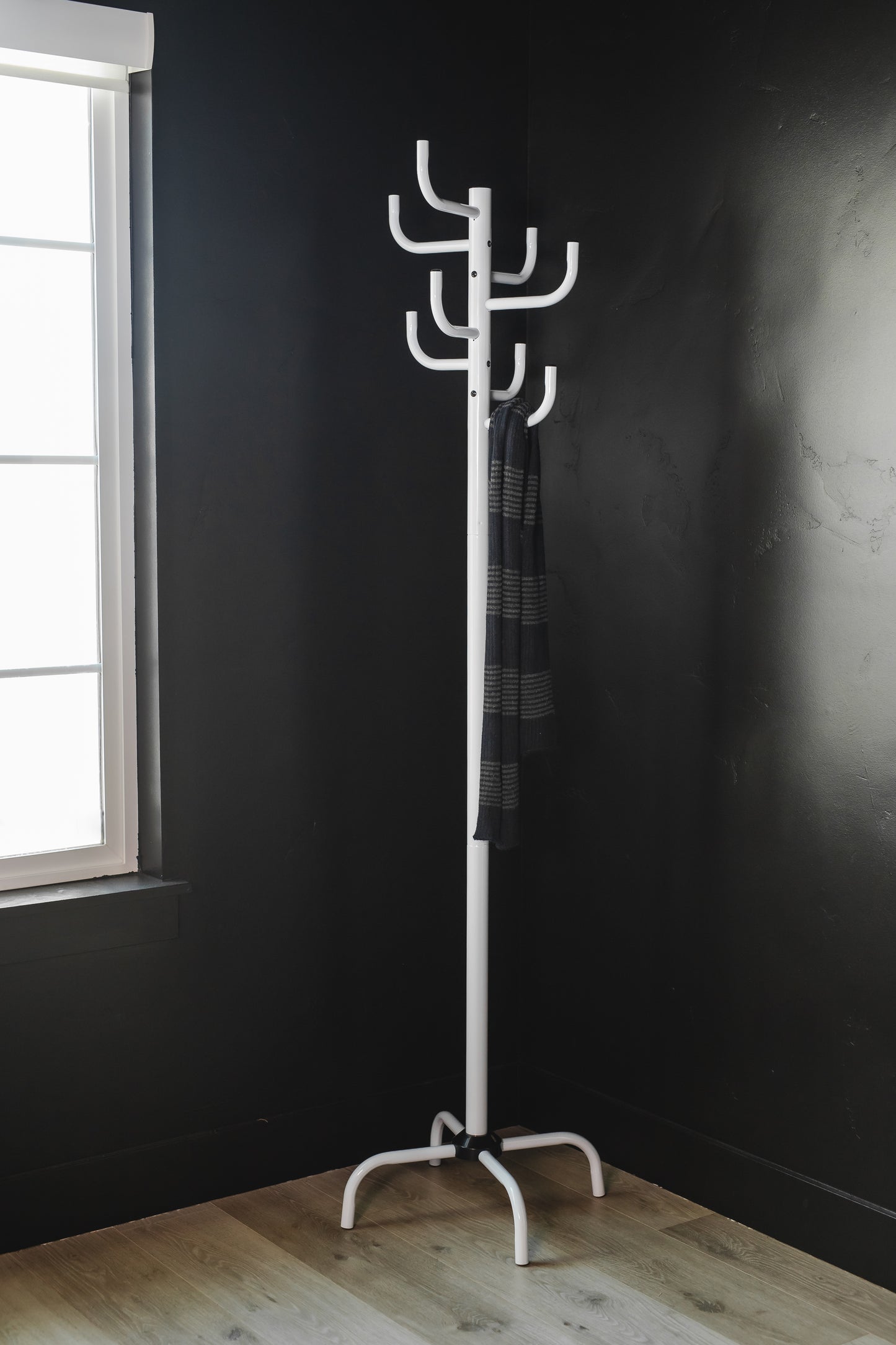 White Powder-Coated Coat Rack - Freestanding Hat and Coat Stand with 8 Hooks. 19.68" x 19.68" x 72.44" HAOG - HAOG