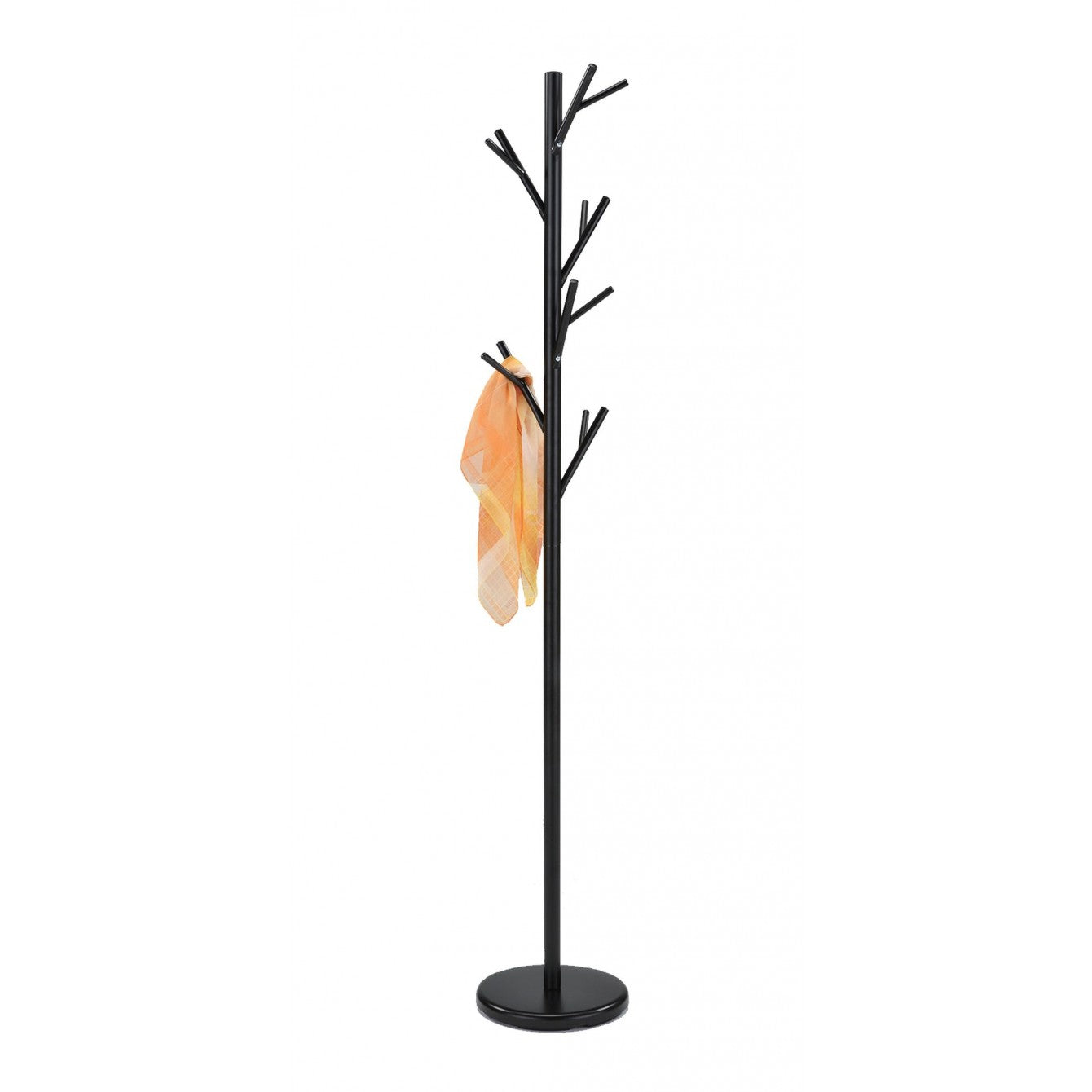 Freestanding Coat Rack - Black Metal, 12 Hooks. HAOG Home and Office Goods - HAOG
