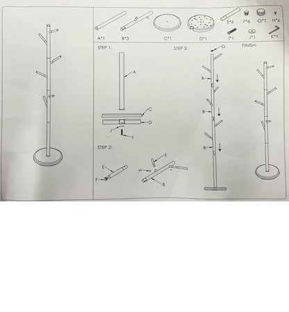 Freestanding Coat Rack Black - Modern Hat and Coat Stand with Black Powder Coated Tubular Steel, 11.02 DIA x 66.14 H Inches. HAOG Home and Office Goods - HAOG