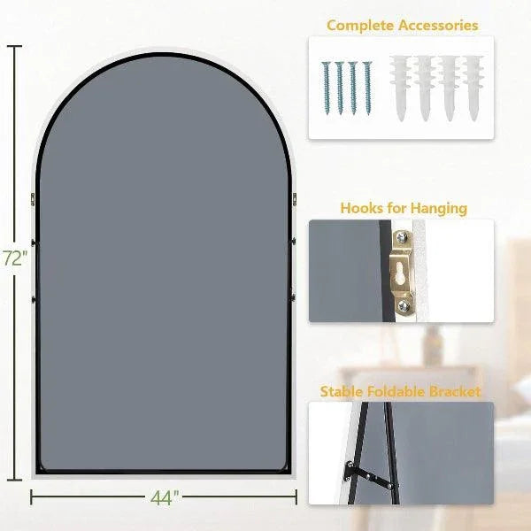 MELOMOIR Oversized Floor Mirror, Free Standing Leaning or Hanging, Suitable for Bedroom Living Room Home Gym Cloakroom, Thin Aluminum Frame, Tempered Glass, White - HAOG