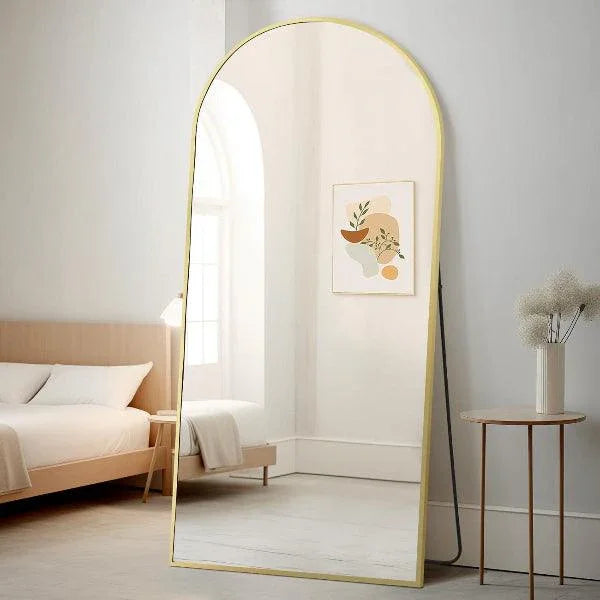 MELOMOIR Large Arched Mirror - Full Length, Extra Large Floor Mirror for Bedroom, Living Room, Gym - Hanging or Leaning - Gold Frame - HAOG