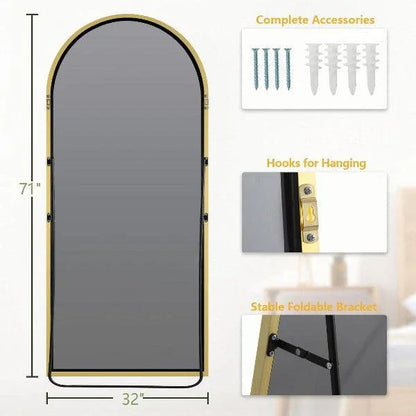 MELOMOIR Large Arched Mirror - Full Length, Extra Large Floor Mirror for Bedroom, Living Room, Gym - Hanging or Leaning - Gold Frame - HAOG