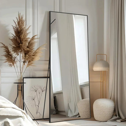 MELOMOIR Oversized Floor Mirror Freestanding, Full Length Mirror for Bedroom Living Room Dressing Room Gym Yoga Hair Salon, Black Arched Mirror Full Length with Shatterproof Tempered Glass - HAOG