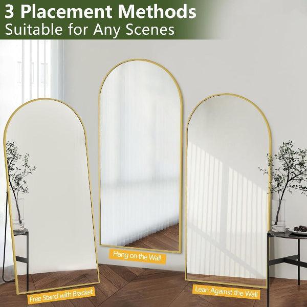 MELOMOIR Large Arched Mirror - Full Length, Extra Large Floor Mirror for Bedroom, Living Room, Gym - Hanging or Leaning - Gold Frame - HAOG