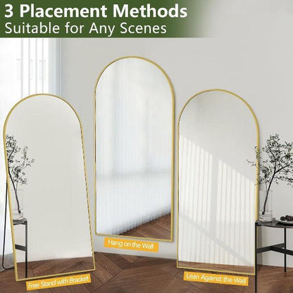 MELOMOIR Large Arched Mirror - Full Length, Extra Large Floor Mirror for Bedroom, Living Room, Gym - Hanging or Leaning - Gold Frame - HAOG