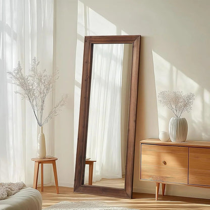 MELOMOIR Rustic Farmhouse Full Length Mirror, Wooden Floor Mirror, Leaning or Hanging, Suitable for Bedroom, Living Room, Cloakroom - HAOG