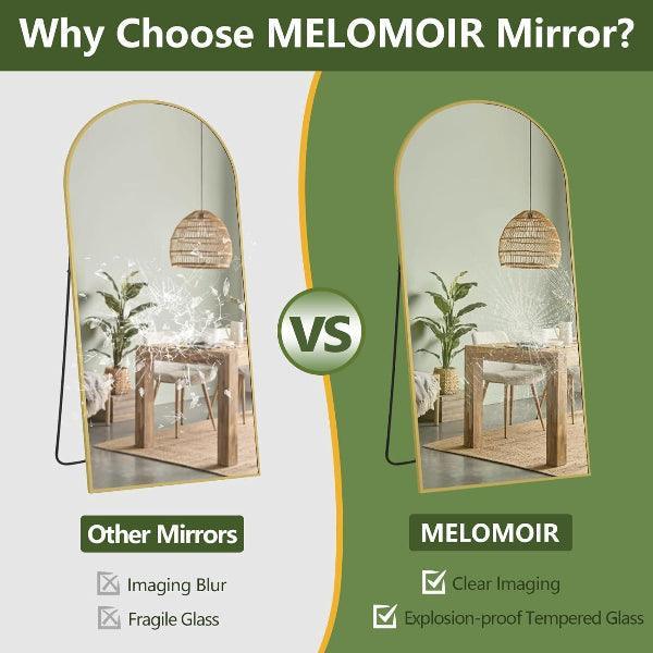 MELOMOIR Large Arched Mirror - Full Length, Extra Large Floor Mirror for Bedroom, Living Room, Gym - Hanging or Leaning - Gold Frame - HAOG