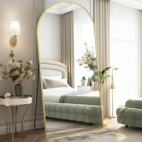 MELOMOIR Large Arched Mirror - Full Length, Extra Large Floor Mirror for Bedroom, Living Room, Gym - Hanging or Leaning - Gold Frame - HAOG