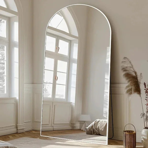 MELOMOIR Oversized Floor Mirror, Free Standing Leaning or Hanging, Suitable for Bedroom Living Room Home Gym Cloakroom, Thin Aluminum Frame, Tempered Glass, White - HAOG