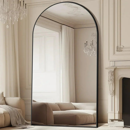 MELOMOIR Oversized Floor Mirror Freestanding, Full Length Mirror for Bedroom Living Room Dressing Room Gym Yoga Hair Salon, Black Arched Mirror Full Length with Shatterproof Tempered Glass - HAOG