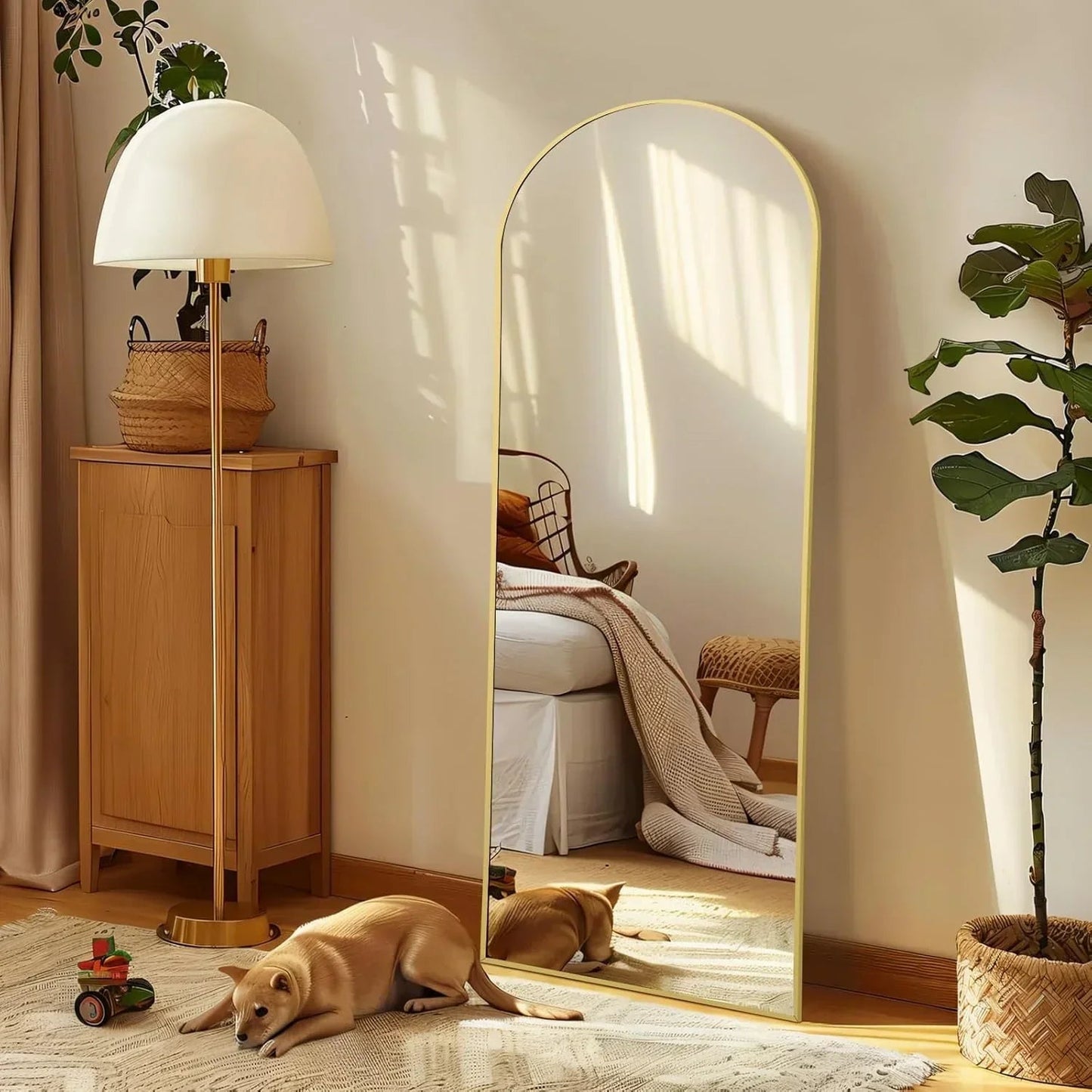 MELOMOIR Large Arched Mirror - Full Length, Extra Large Floor Mirror for Bedroom, Living Room, Gym - Hanging or Leaning - Gold Frame - HAOG