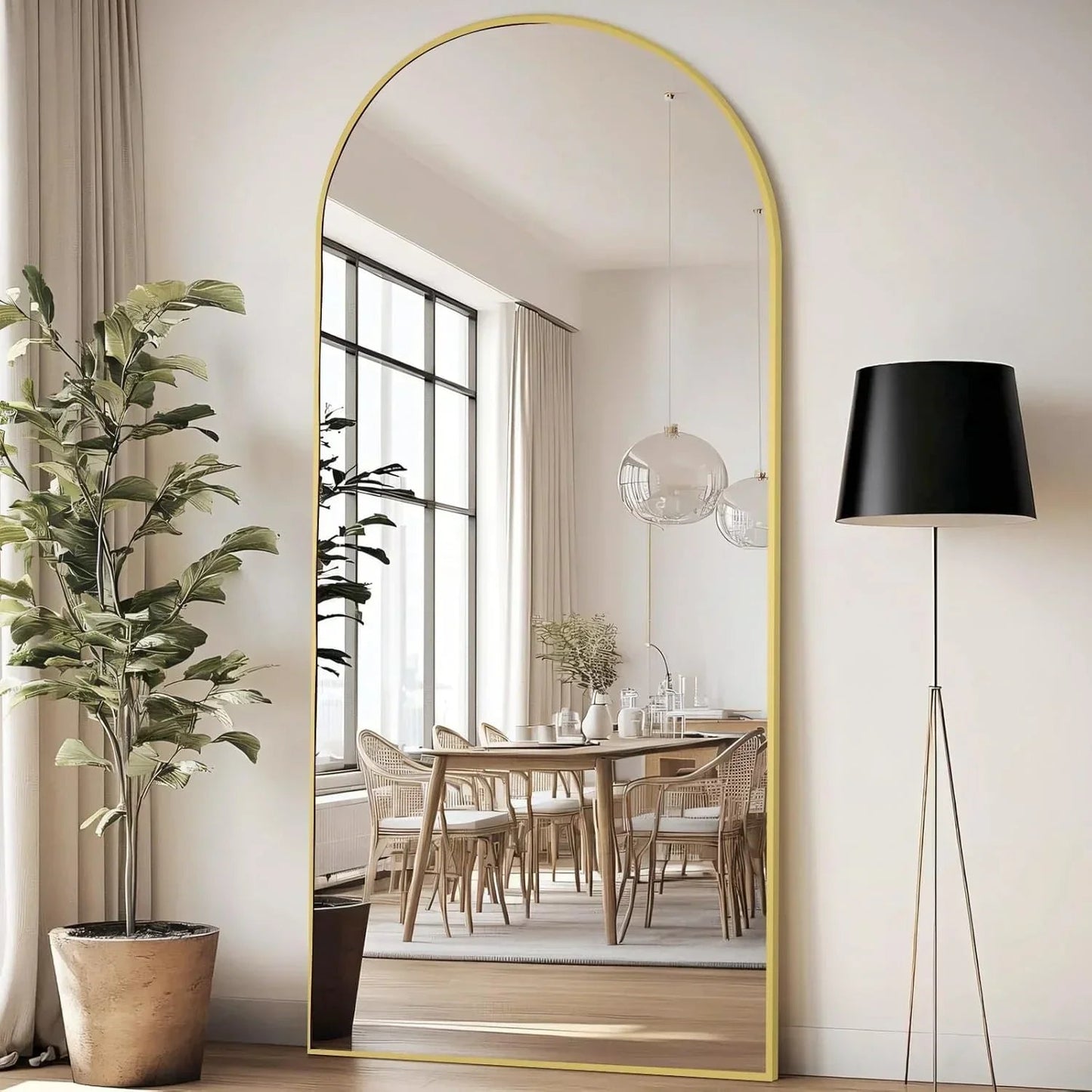 MELOMOIR Large Arched Mirror - Full Length, Extra Large Floor Mirror for Bedroom, Living Room, Gym - Hanging or Leaning - Gold Frame - HAOG