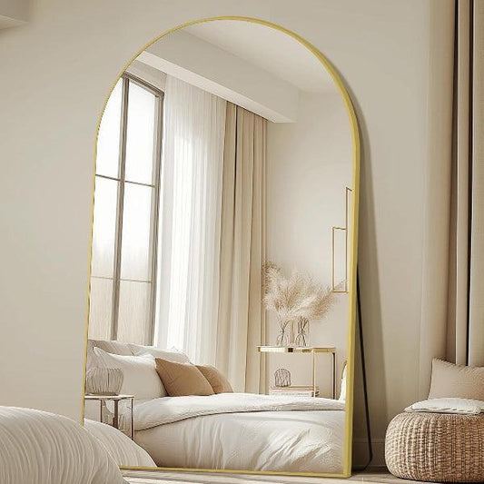 MELOMOIR Arched Full Length Mirror, Oversized Floor Mirror Freestanding, Large Full Body Mirror for Bedroom Living Room, Gold Mirror Full Length with Tempered Glass, Wall Mirror Full Length - HAOG