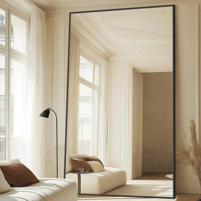 MELOMOIR Oversized Floor Mirror Freestanding, Full Length Mirror for Bedroom Living Room Dressing Room Gym Yoga Hair Salon, Black Arched Mirror Full Length with Shatterproof Tempered Glass - HAOG