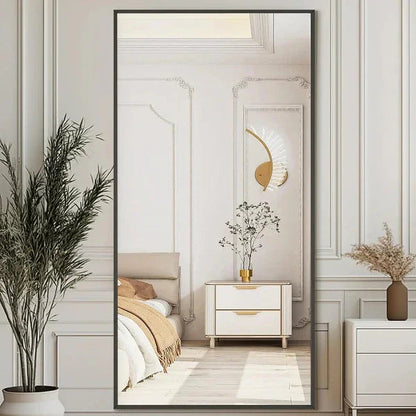 MELOMOIR Oversized Floor Mirror, Freestanding, Large Full Body Mirror for Bedroom, Living Room & Gym - Black Mirror with Tempered Glass - HAOG