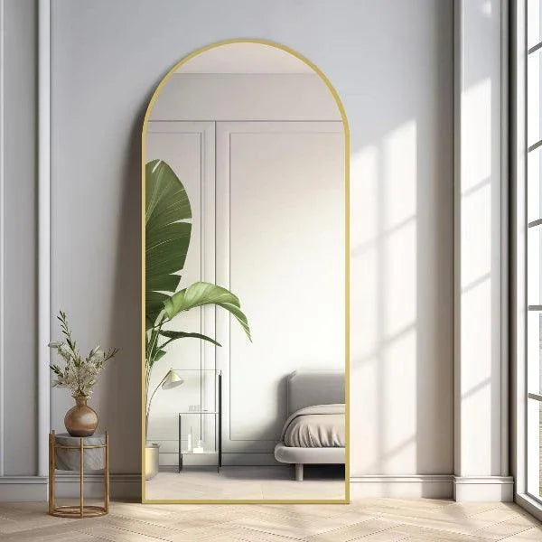 MELOMOIR Large Arched Mirror - Full Length, Extra Large Floor Mirror for Bedroom, Living Room, Gym - Hanging or Leaning - Gold Frame - HAOG