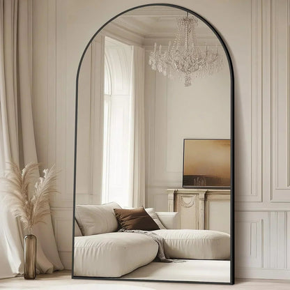 MELOMOIR Oversized Floor Mirror Freestanding, Full Length Mirror for Bedroom Living Room Dressing Room Gym Yoga Hair Salon, Black Arched Mirror Full Length with Shatterproof Tempered Glass - HAOG
