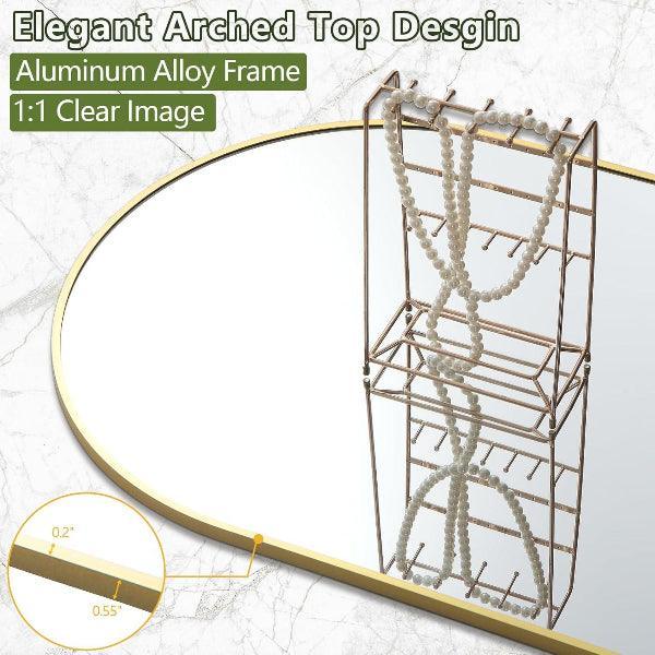 MELOMOIR Large Arched Mirror - Full Length, Extra Large Floor Mirror for Bedroom, Living Room, Gym - Hanging or Leaning - Gold Frame - HAOG