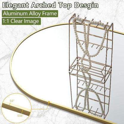 MELOMOIR Large Arched Mirror - Full Length, Extra Large Floor Mirror for Bedroom, Living Room, Gym - Hanging or Leaning - Gold Frame - HAOG
