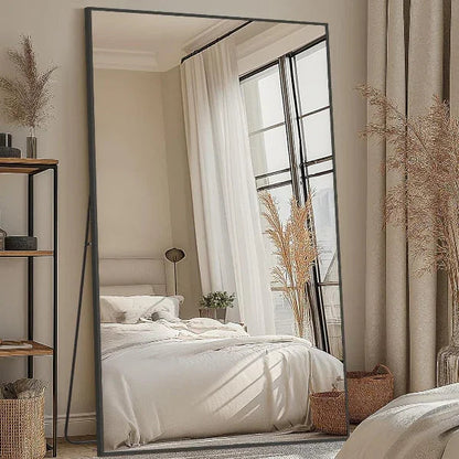 MELOMOIR Oversized Floor Mirror, Freestanding, Large Full Body Mirror for Bedroom, Living Room & Gym - Black Mirror with Tempered Glass - HAOG