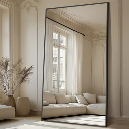 MELOMOIR Oversized Floor Mirror Freestanding, Full Length Mirror for Bedroom Living Room Dressing Room Gym Yoga Hair Salon, Black Arched Mirror Full Length with Shatterproof Tempered Glass - HAOG