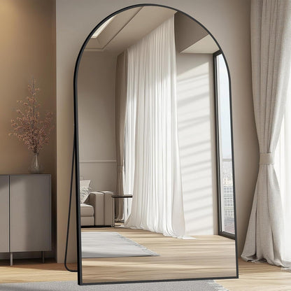 MELOMOIR Oversized Floor Mirror Freestanding, Full Length Mirror for Bedroom Living Room Dressing Room Gym Yoga Hair Salon, Black Arched Mirror Full Length with Shatterproof Tempered Glass - HAOG