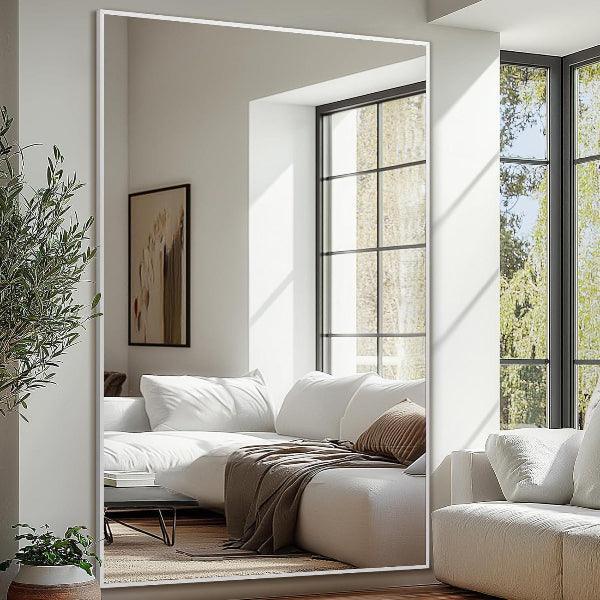 MELOMOIR Oversized Floor Mirror, Free Standing Leaning or Hanging, Suitable for Bedroom Living Room Home Gym Cloakroom, Thin Aluminum Frame, Tempered Glass, Silver - HAOG