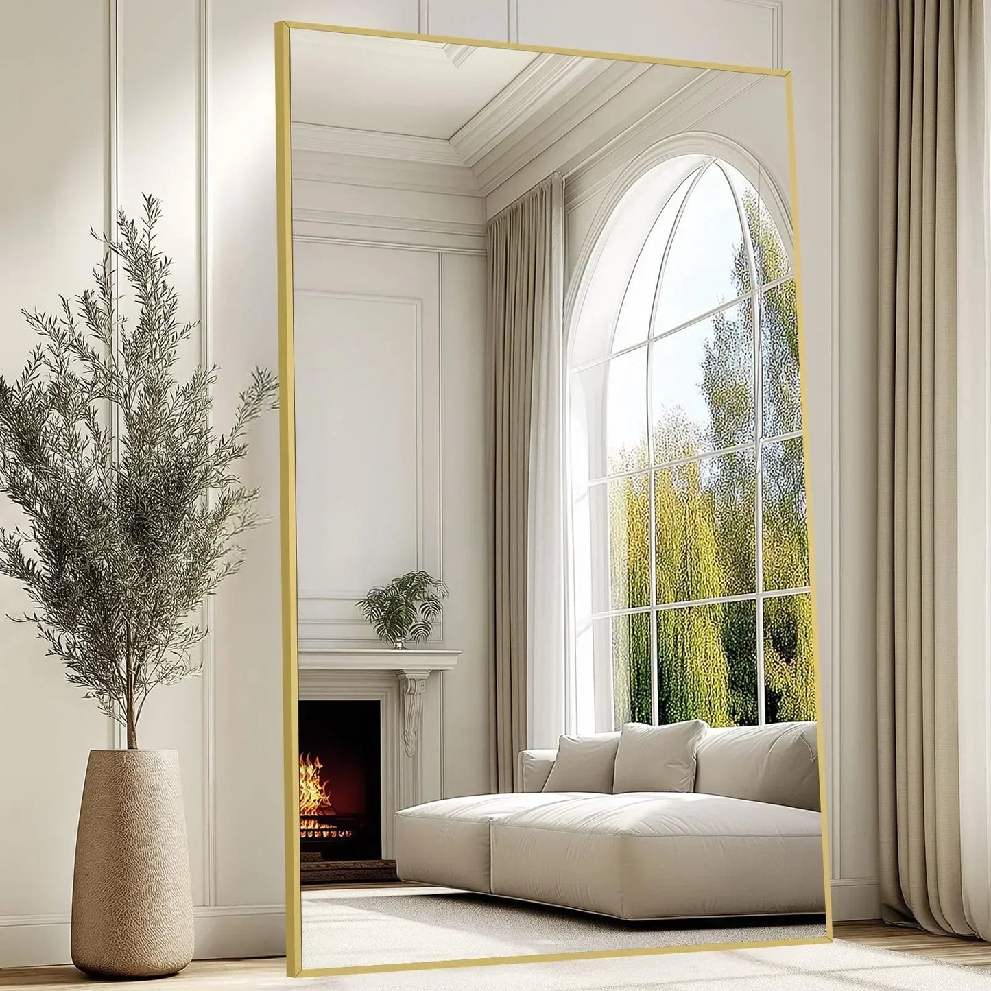 MELOMOIR Oversized Floor Mirror Freestanding, Full Length Mirror for Bedroom Living Room Dressing Room Gym Yoga Hair Salon, Black Arched Mirror Full Length with Shatterproof Tempered Glass - HAOG