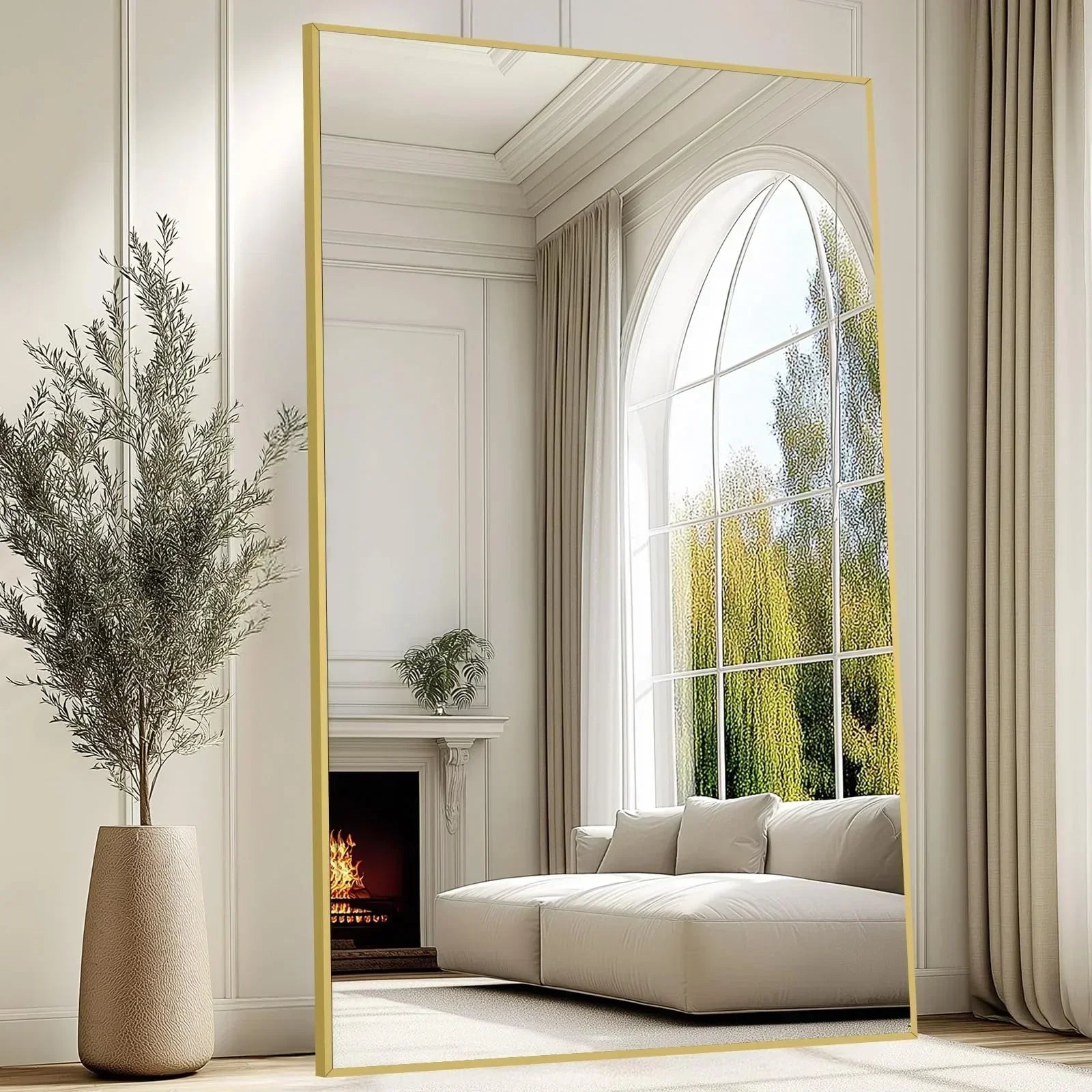 MELOMOIR Oversized Floor Mirror Freestanding, Full Length Mirror for Bedroom Living Room Dressing Room Gym Yoga Hair Salon, Black Arched Mirror Full Length with Shatterproof Tempered Glass - HAOG