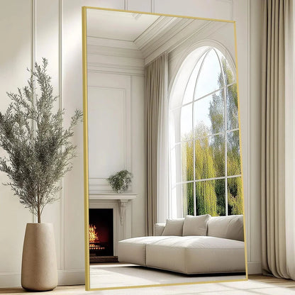 MELOMOIR Oversized Floor Mirror Freestanding, Full Length Mirror for Bedroom Living Room Dressing Room Gym Yoga Hair Salon, Black Arched Mirror Full Length with Shatterproof Tempered Glass - HAOG
