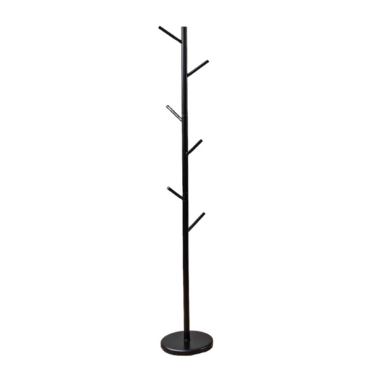 Freestanding Coat Rack Black - Modern Hat and Coat Stand with Black Powder Coated Tubular Steel, 11.02 DIA x 66.14 H Inches. HAOG Home and Office Goods - HAOG