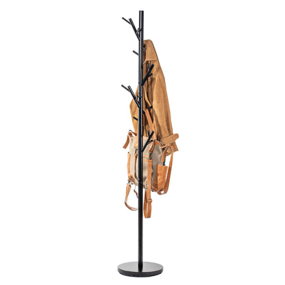 Freestanding Coat Rack - Black Metal, 18 Hooks. HAOG Home and Office Goods - HAOG