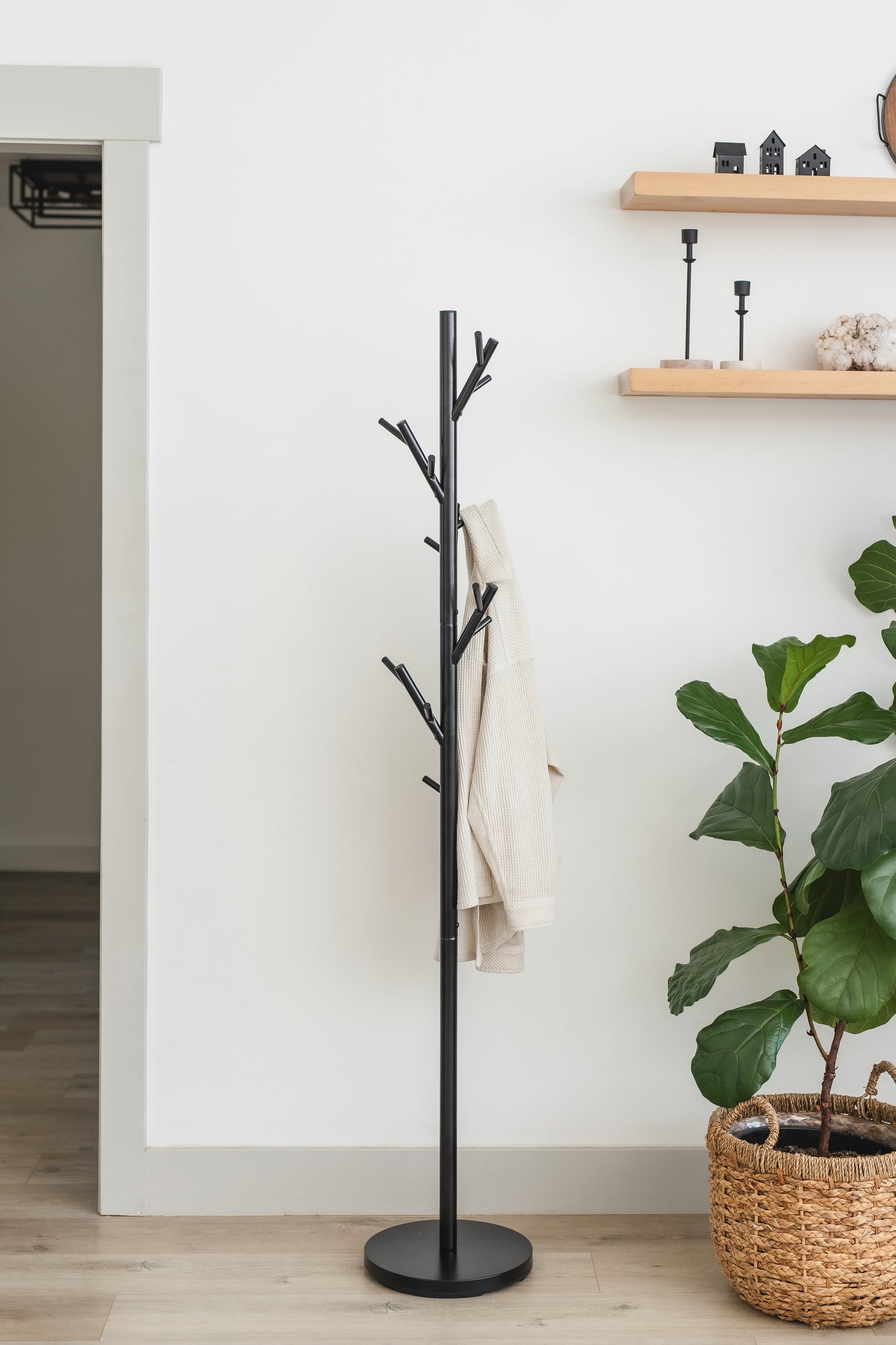 Black 18-Hook Coat Rack – Freestanding Metal Stand for Hats, Coats & Bags | HAOG - HAOG