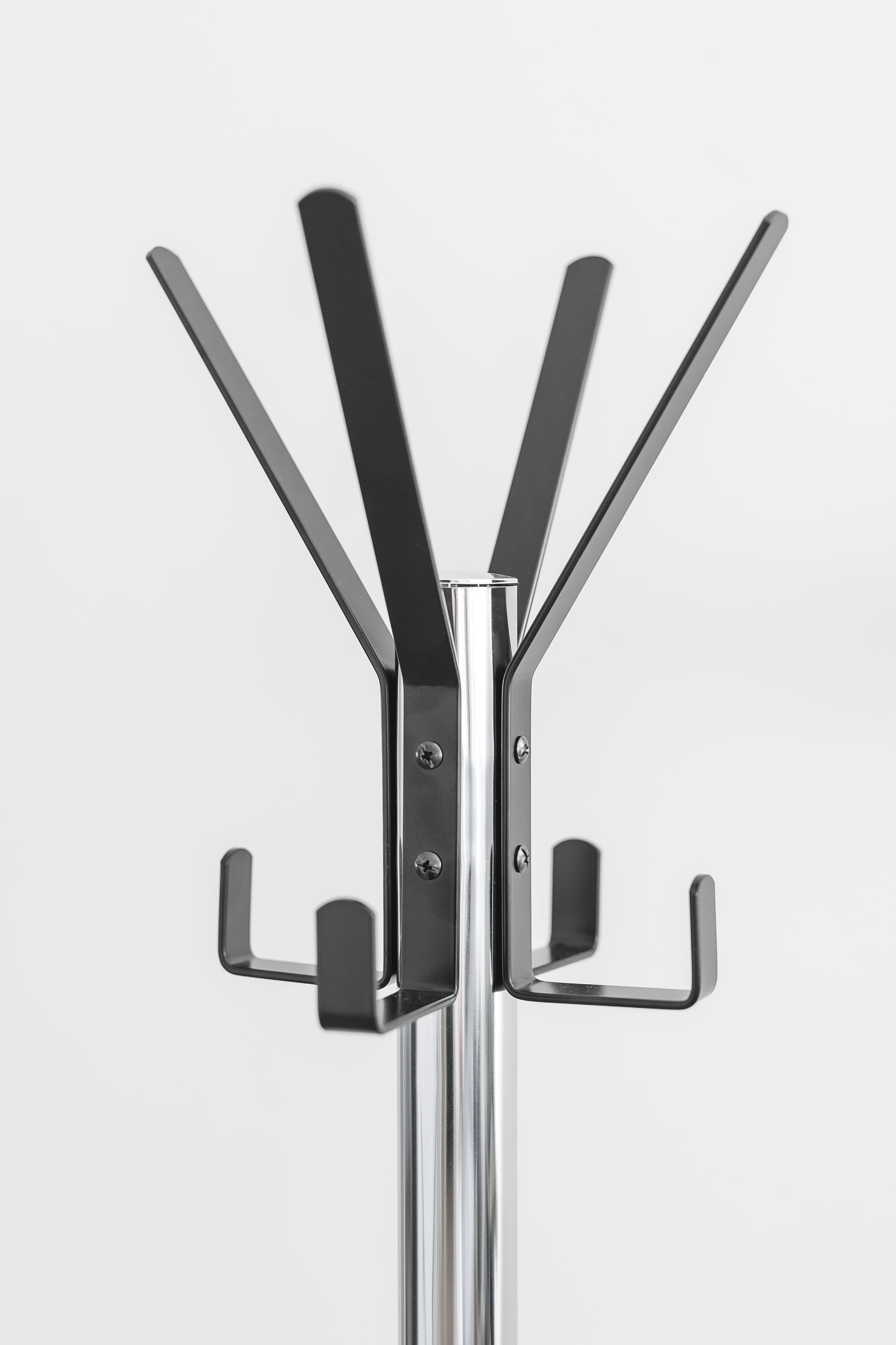 Chrome Plated Coat Rack – Freestanding Hat & Coat Stand with Black Powder Coated Steel Hooks and Tempered Glass Base. HAOG Home and Office Goods - HAOG