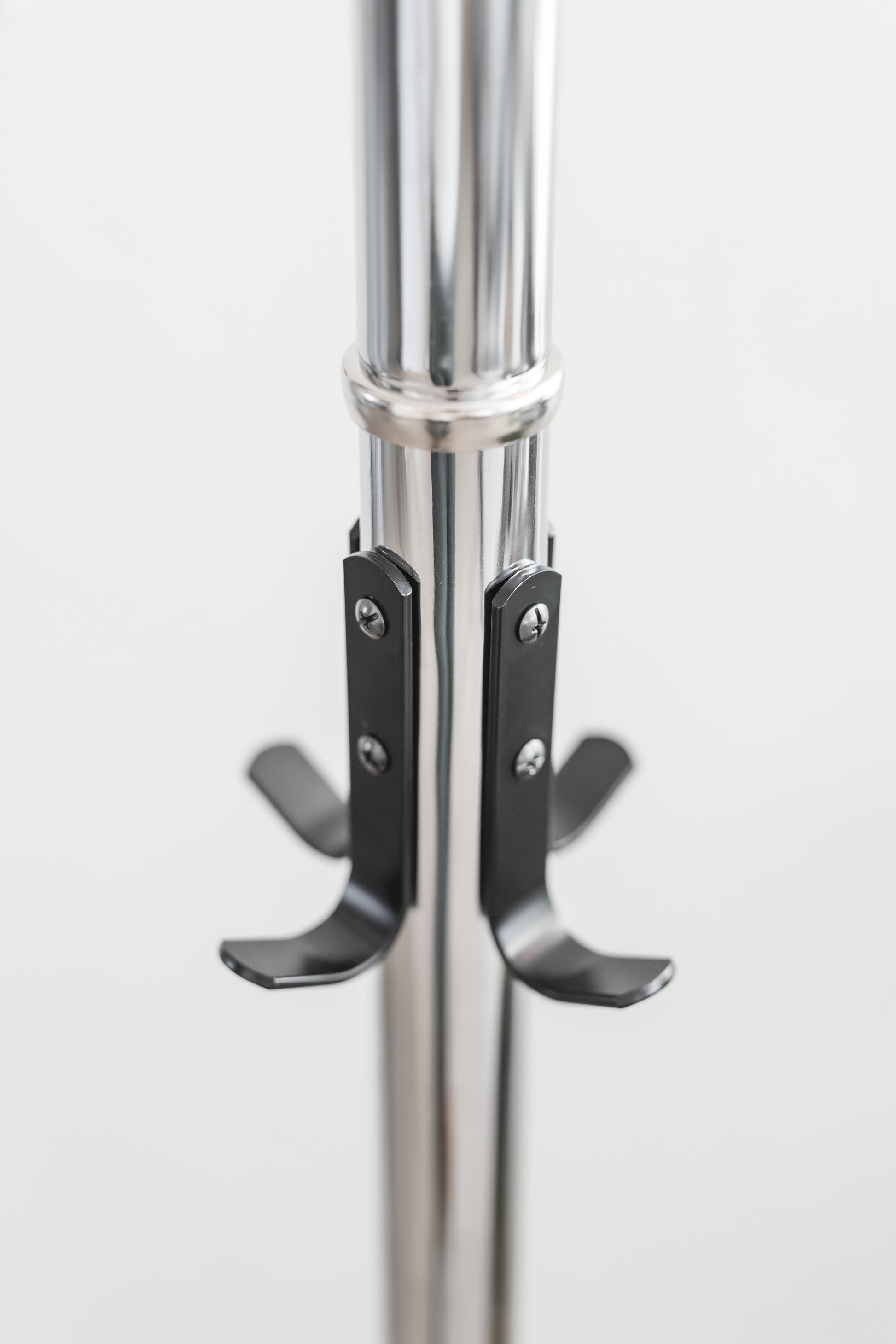Chrome Plated Coat Rack – Freestanding Hat & Coat Stand with Black Powder Coated Steel Hooks and Tempered Glass Base. HAOG Home and Office Goods - HAOG