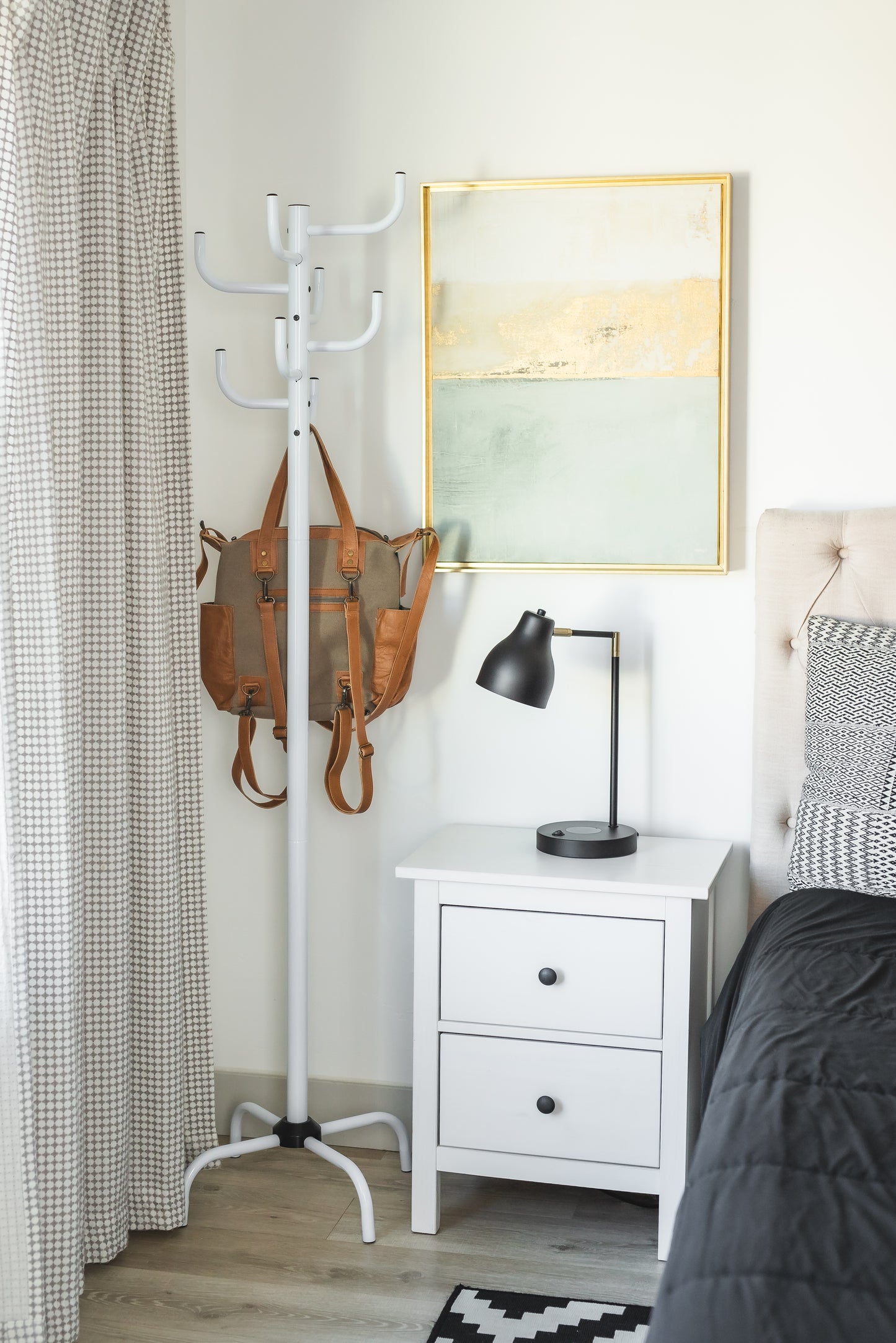 White Powder-Coated Coat Rack - Freestanding Hat and Coat Stand with 8 Hooks. 19.68" x 19.68" x 72.44" HAOG - HAOG