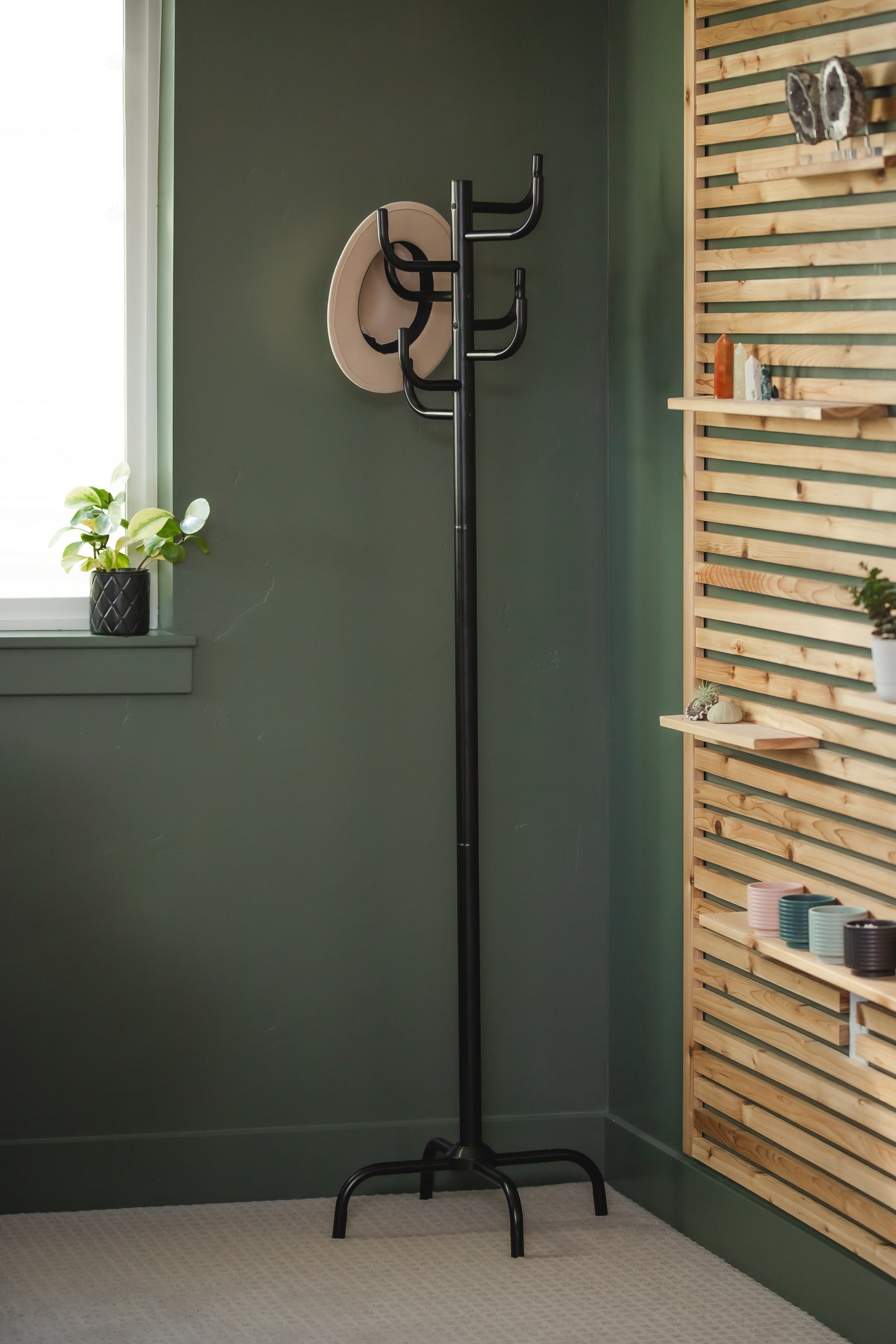 Black Freestanding Coat Rack – 8 Hooks for Coats, Hats & Bags - HAOG