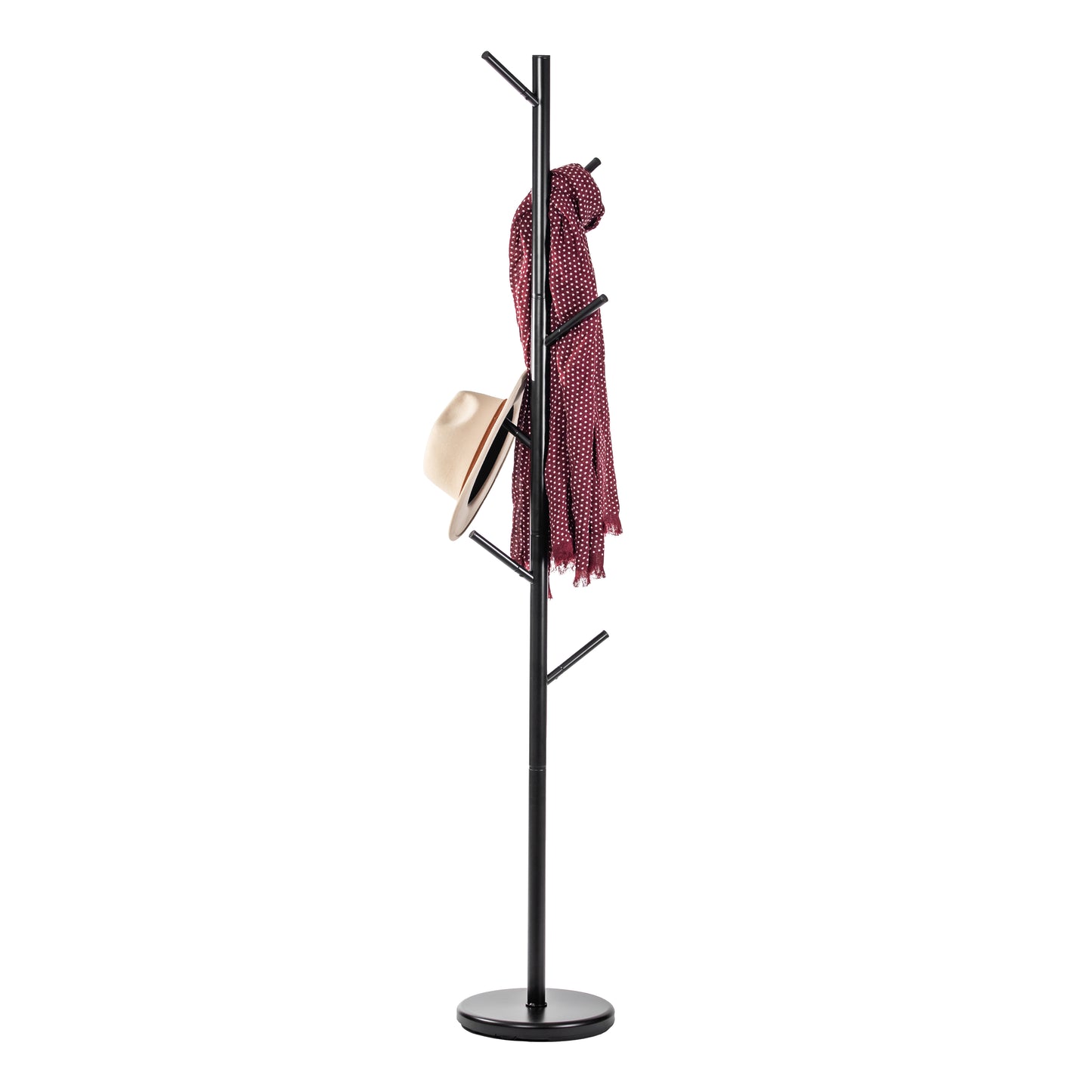 Black Coat Rack – Freestanding Modern Hat & Coat Stand 6 Hooks | Powder-Coated Steel | HAOG - HAOG
